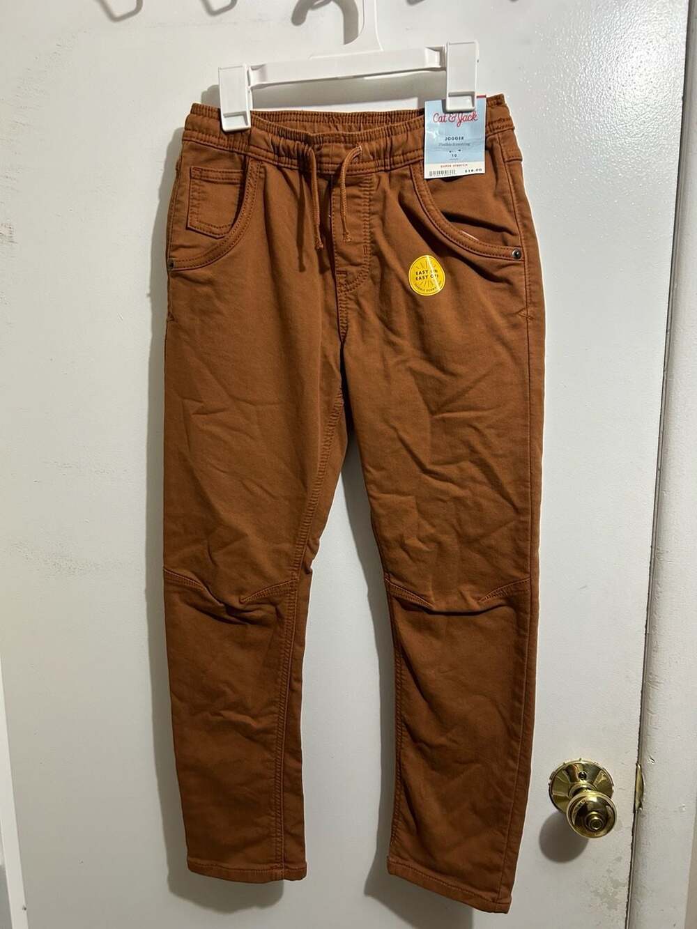 Cat & Jack Boys Super Stretch Flexible Drawstring Jogger Pants Brown